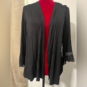 Maurices Black Cardigan with Crochet Detail